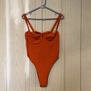 High Leg Textured One Piece Size M